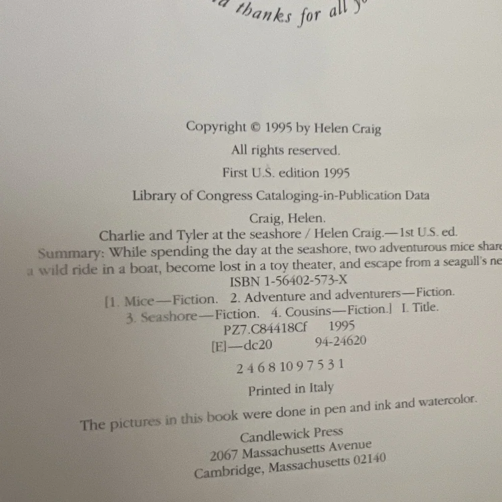 CHARLIE AND TYLER AT THE SEASHORE By Helen Craig‎ & Helen Craig - Hardcover 1995
